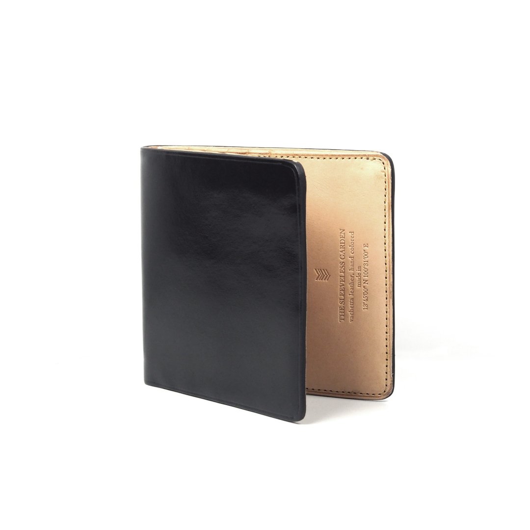 Square bifold wallet /Granite BLACK - 皮夹/钱包 - 真皮 黑色