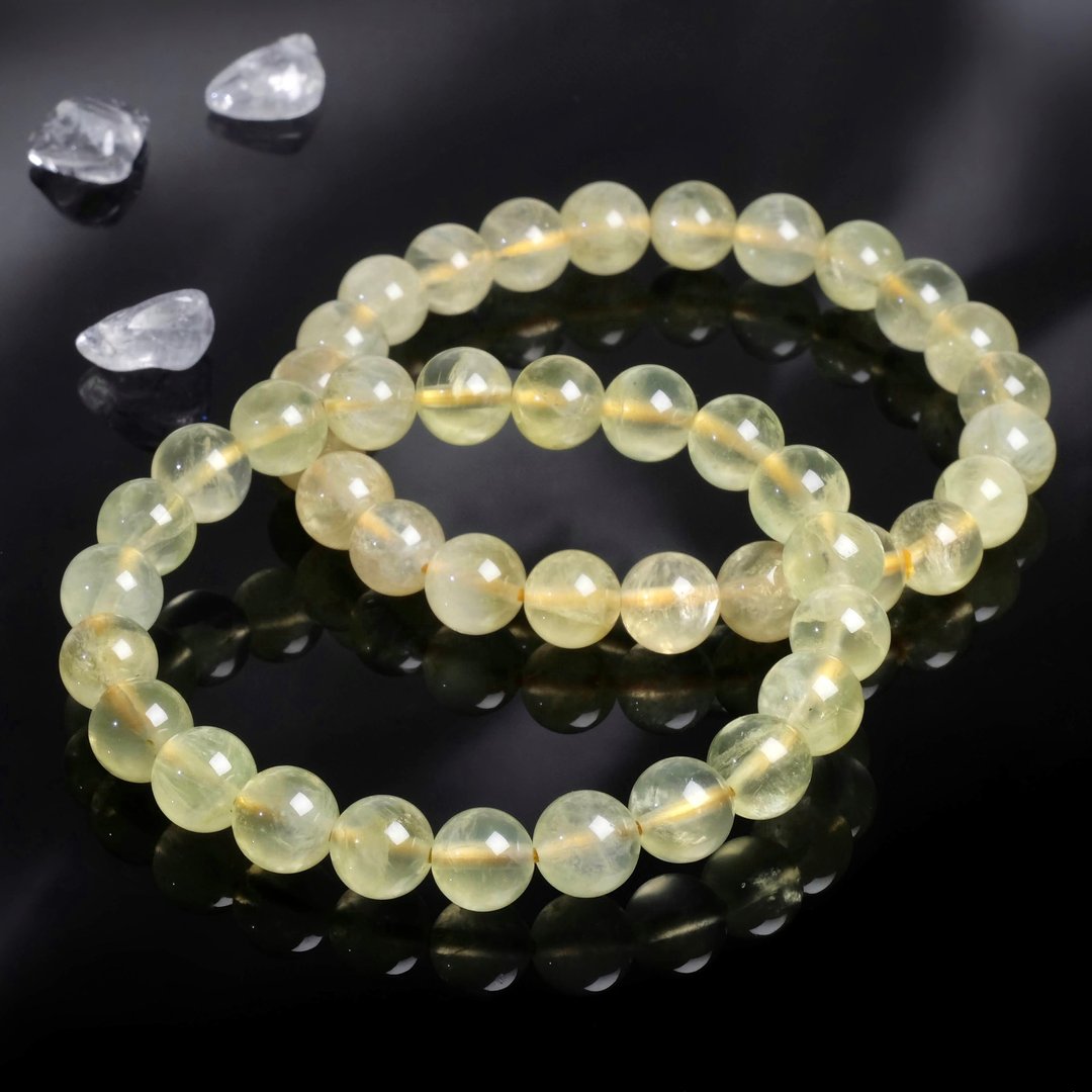 黄金葡萄石水晶手链│8mm 希望之石 事业运正财 开运招财饰品 - 手链/手环 - 水晶 黄色