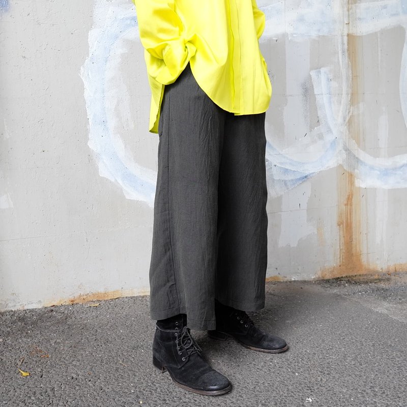 半宽九分裤 - 男士长裤 - 棉．麻 灰色