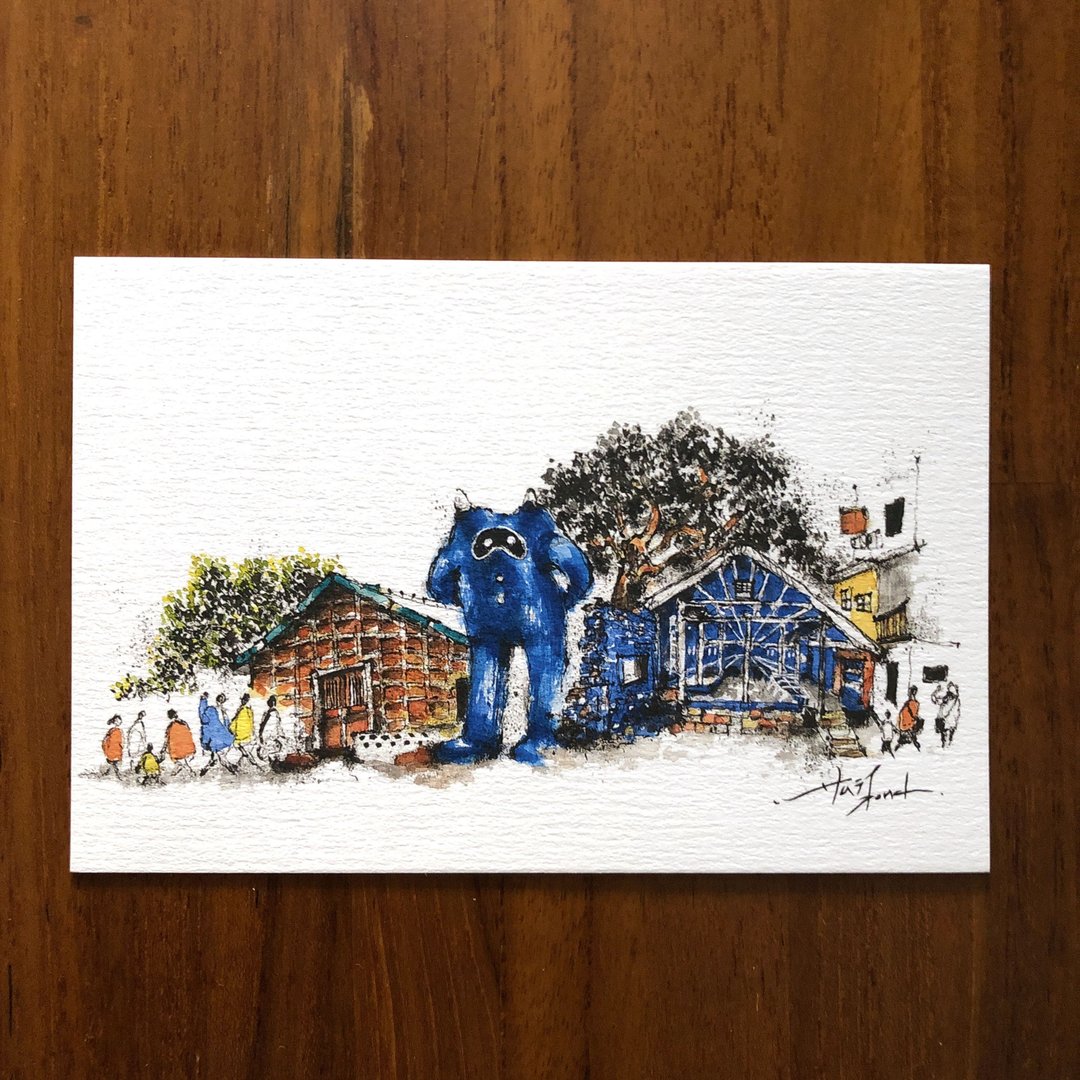 枯枝笔速写 台南景点 蓝晒图 水彩 插画 手绘明信片 - 卡片/明信片 - 纸 
