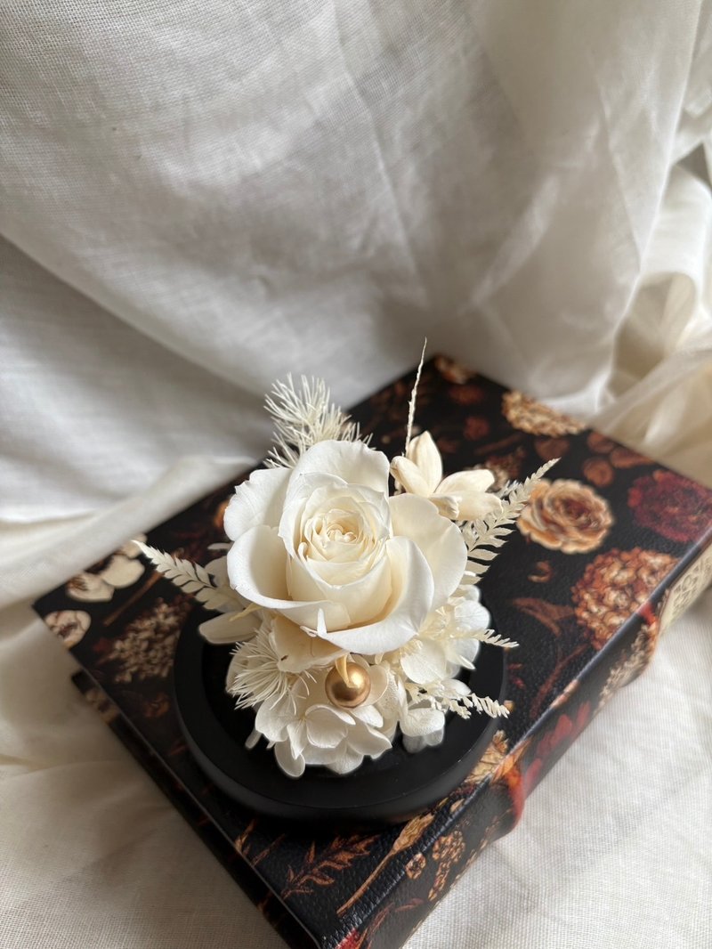 可急单 永生玫瑰花罩  花盅  耶诞礼物 交换礼物  生日礼 - 干燥花/捧花 - 植物．花 白色