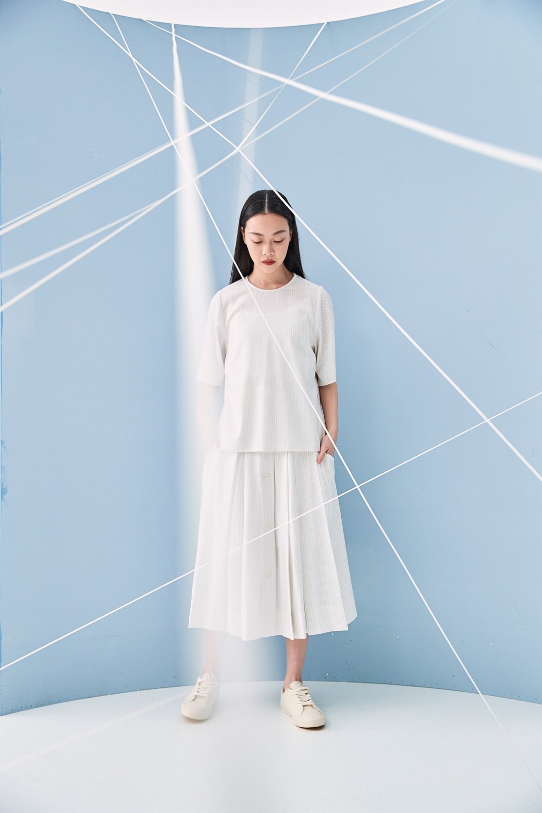 开岔上衣 - 女装上衣 - 棉．麻 白色