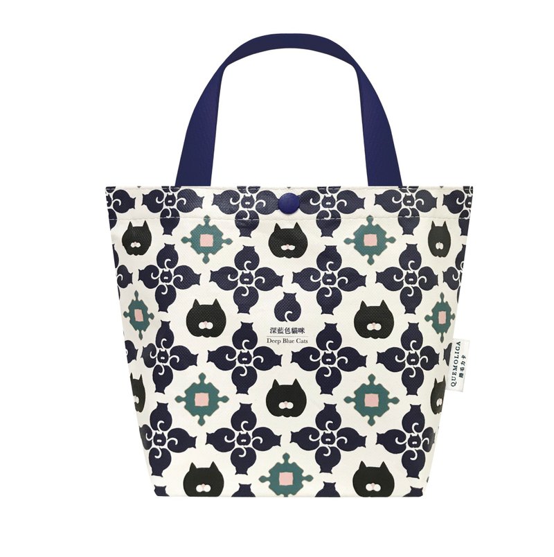 动物 ∣ 深蓝艾莉猫 有底托特包 - 手提包/手提袋 - 棉．麻 蓝色