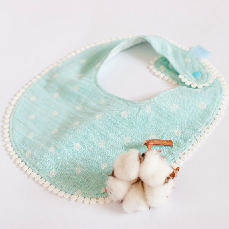 my little star湖水绿 有机棉四重纱口水巾(两面可戴) - 围嘴/口水巾 - 棉．麻 蓝色