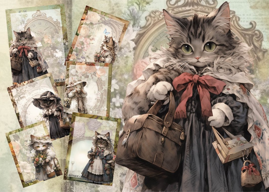 ANTIQUE CAT MEMO - 笔记本/手帐 - 纸 