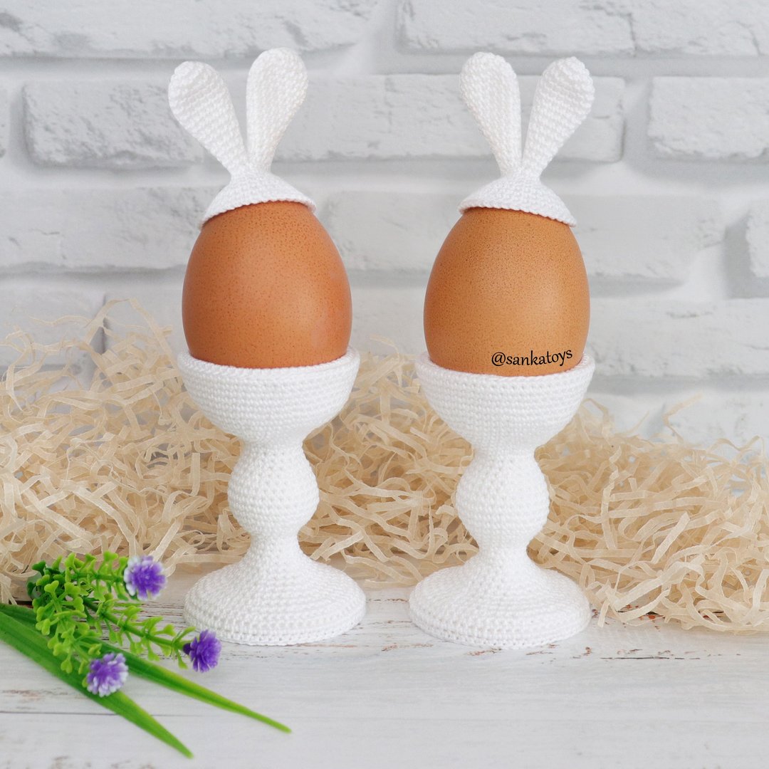 Crochet pattern Rabbit ceramic egg stand, PDF Digital Download, DIY easter - 手工艺教程/工具书 - 其他材质 