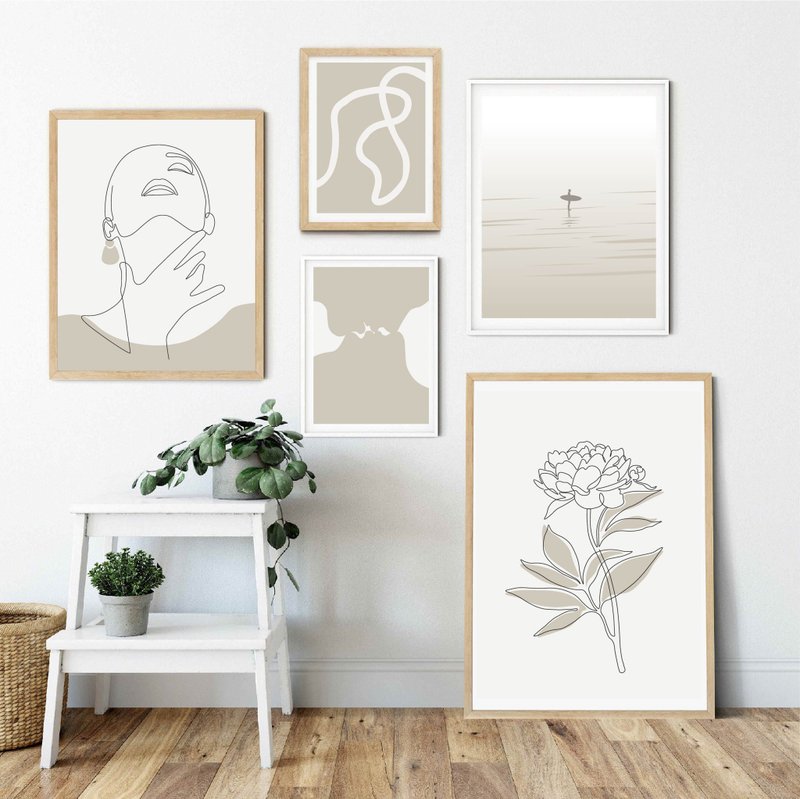 Electronic file, set of 5 posters, modern wall art, like Yanhui, gray wall art - 海报/装饰画/版画 - 其他材质 灰色