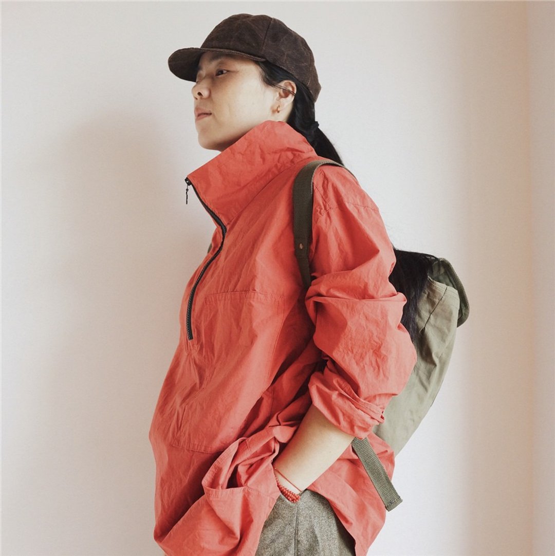 橘紅 新疆棉 紙感棉面料 男女同款 秋季長袖拉鏈款罩衣 - 女装休闲/机能外套 - 棉．麻 橘色