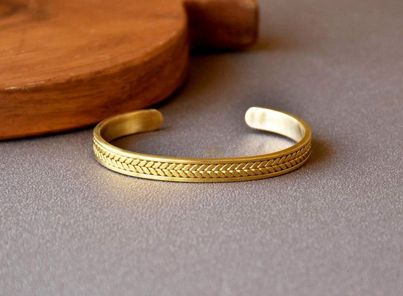 黄铜纹理复古手镯 - 手链/手环 - 铜/黄铜 金色