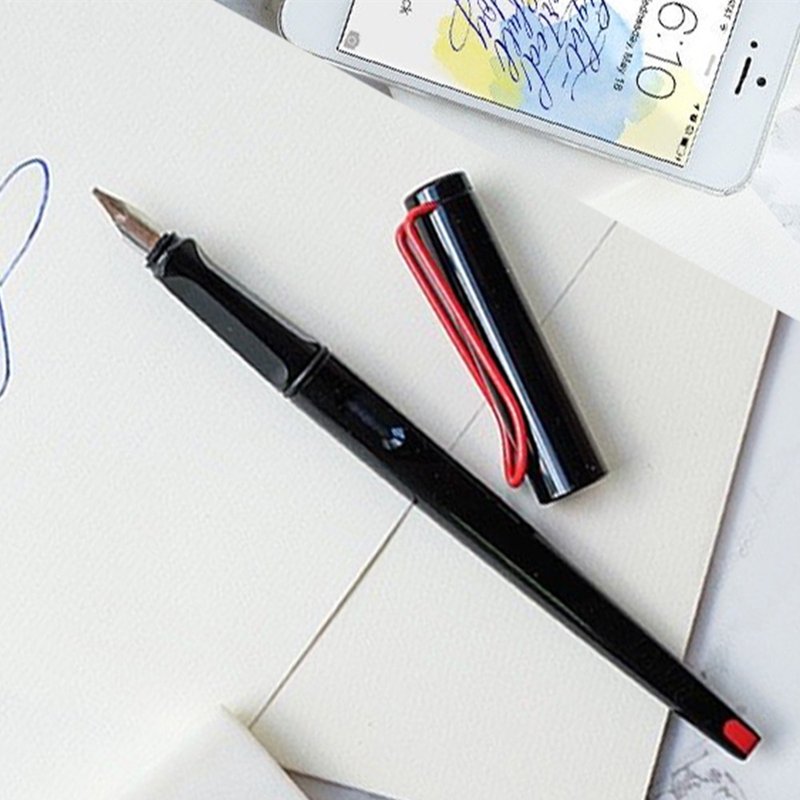 【雷雕免费刻字】LAMY 钢笔 / JOY 喜悦系列 - 经典 15 黑杆红夹 - 钢笔 - 塑料 黑色