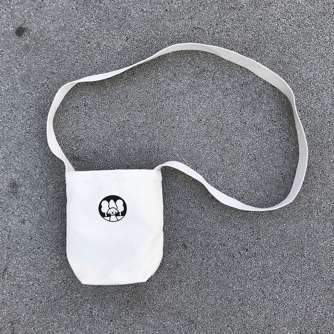 Tumbler bag / cross body bag / Mori's Forest - 随行杯提袋/水壶袋 - 棉 白色