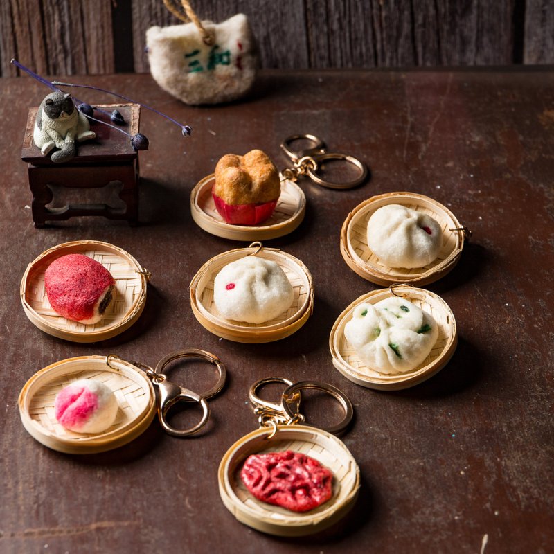 拟真羊毛毡(小型)中式点心 - 吊饰 - 羊毛 橘色