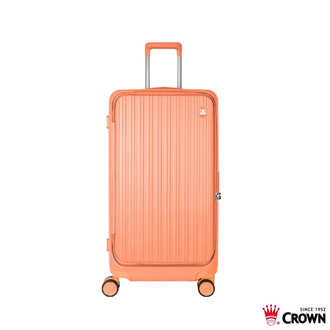 【CROWN】28寸 BOXY 前开框架胖胖拉杆箱 托运箱  蜜桃粉橘 - 行李箱/行李箱保护套 - 塑料 卡其色