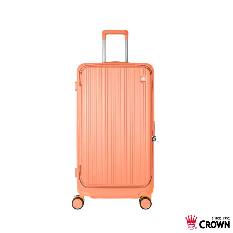【CROWN】28寸 BOXY 前开框架胖胖拉杆箱 托运箱  蜜桃粉橘 - 行李箱/行李箱保护套 - 塑料 卡其色