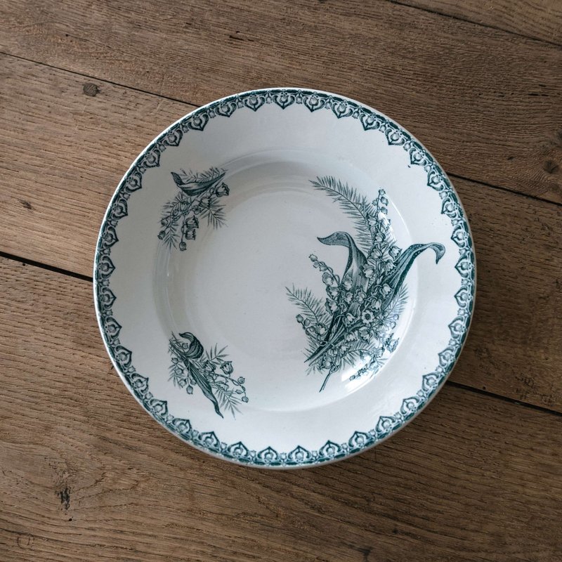 暗晶绿汤皿 直径22cm - 盘子/餐盘/盘架 - 陶 