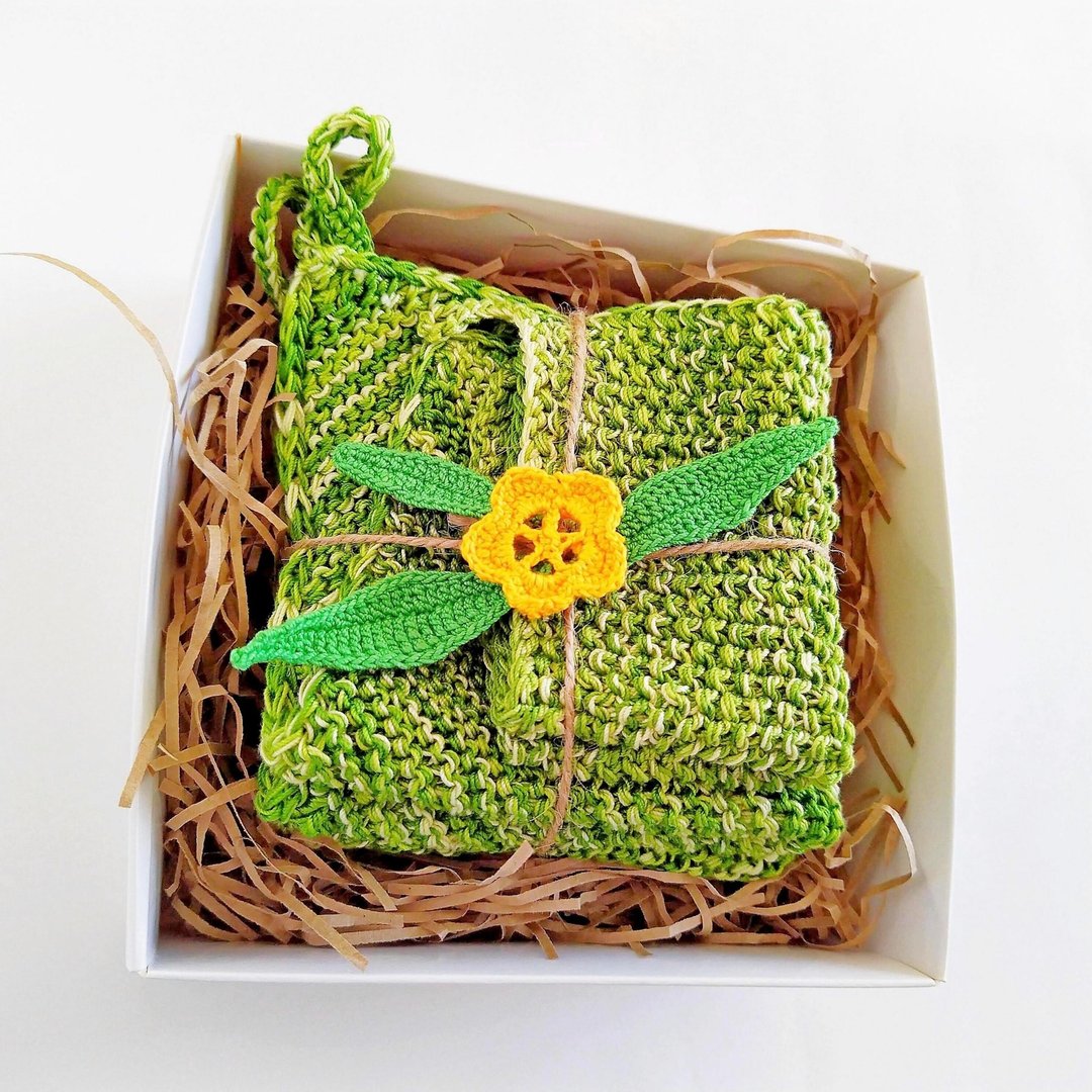 Kitchen gift ideas for mom, 洗碗布, 手工菜瓜布, Eco friendly gifts, Zero waste kitchen - 碗盘清洁 - 棉 绿色