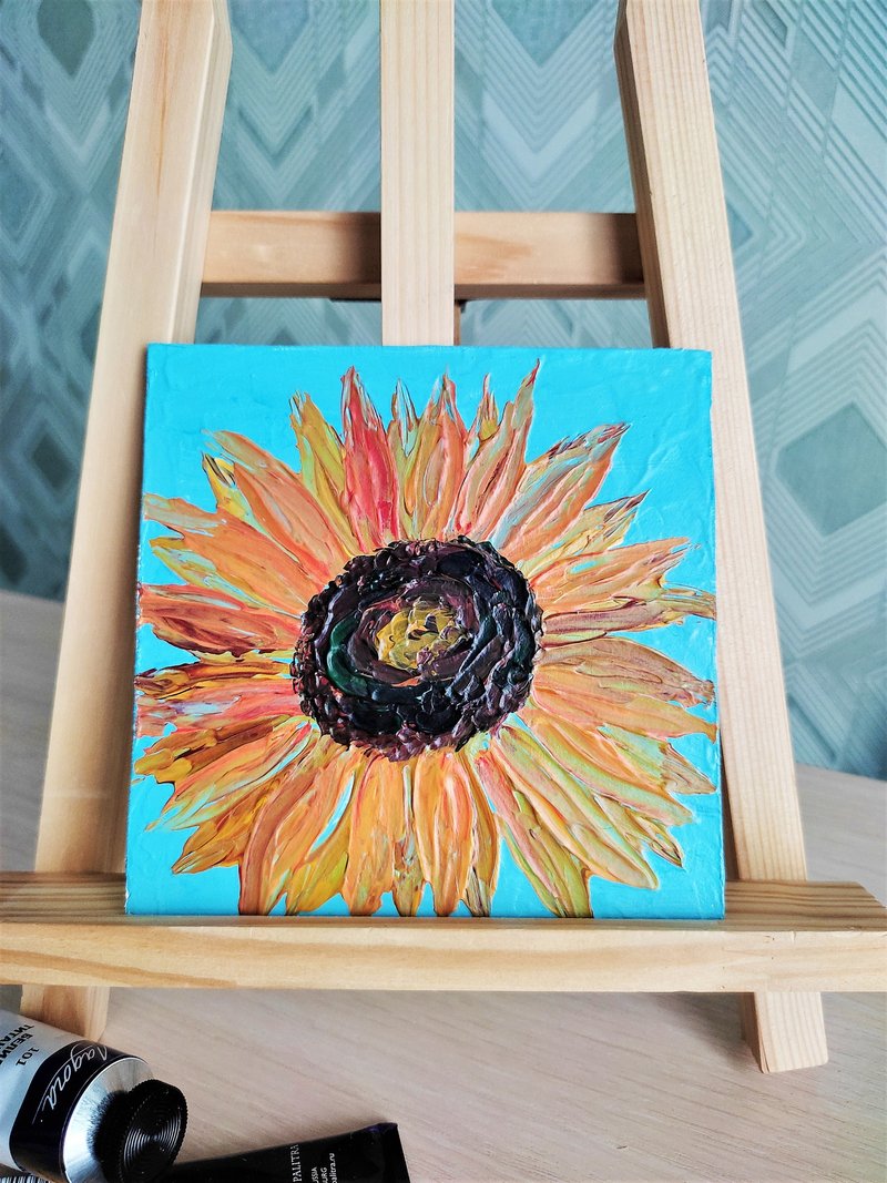 向日葵小花墙装饰。向日葵是一件艺术品。向日葵原画 - 墙贴/壁贴 - 压克力 多色