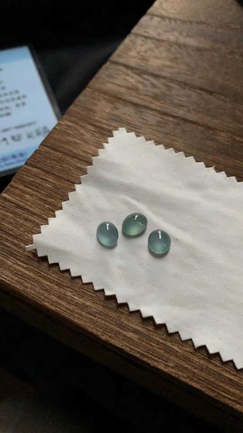 缅甸玉A货翡翠-冰天空蓝蛋面翡翠裸石 可代镶嵌 母亲节礼物 定制 - 戒指 - 玉石 蓝色