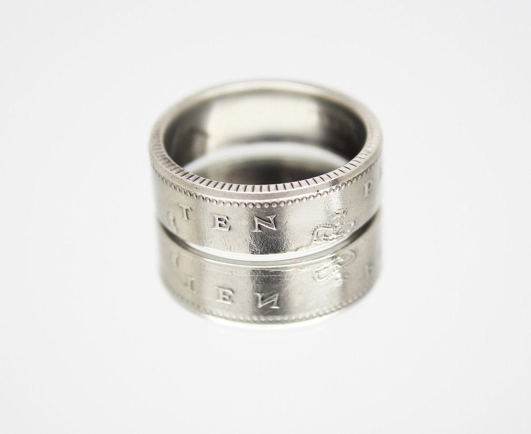 Great Britain Coin Ring 10 pence 2001 coin rings for men coin rings for women - 戒指 - 其他金属 
