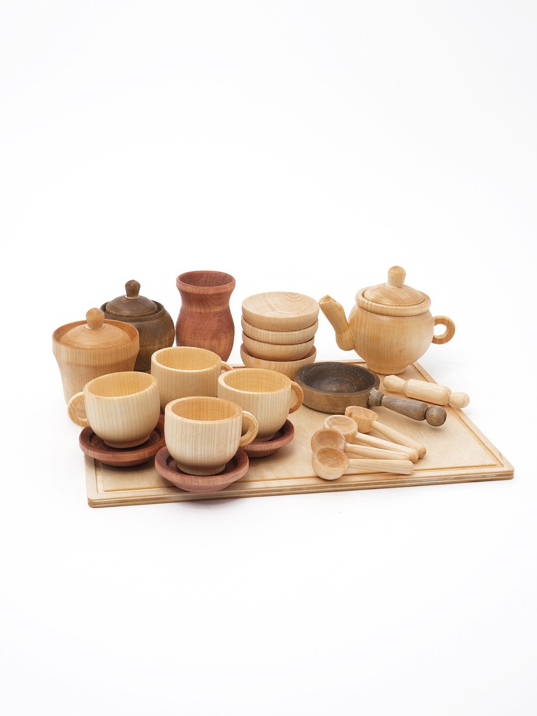 Big set Organic wooden sensory play 23 toys, Cooking for dolls, Wooden Tea Set - 玩具/玩偶 - 木头 咖啡色