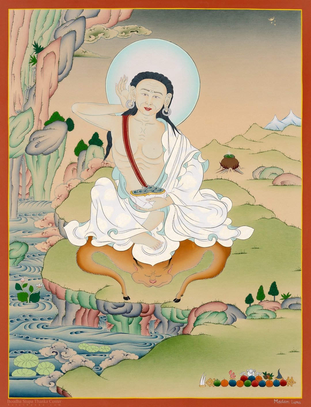 米拉日巴唐卡画作 | 手工制作的西藏艺术  助力精神启迪 - 墙贴/壁贴 - 其他材质 多色