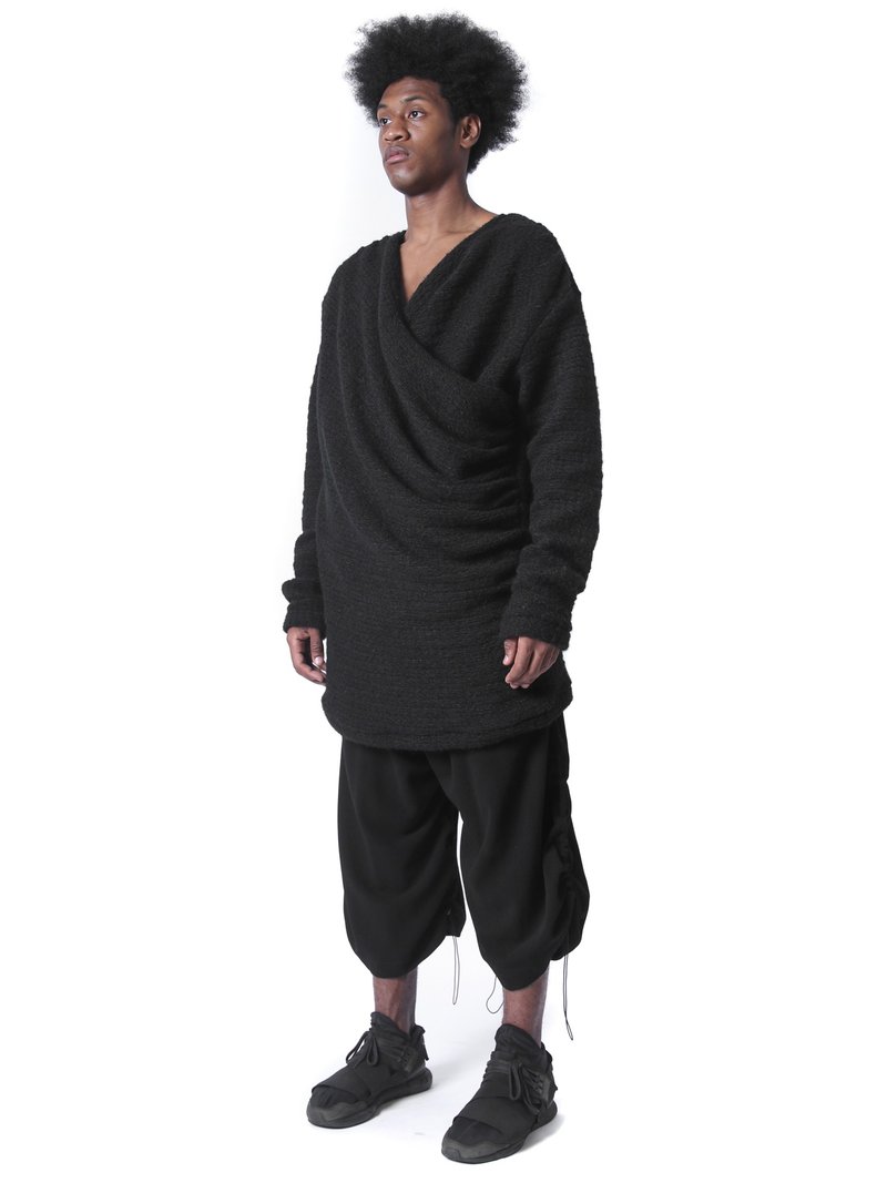 和式针织上衣 MUNEN - 男装针织衫/毛衣 - 羊毛 黑色