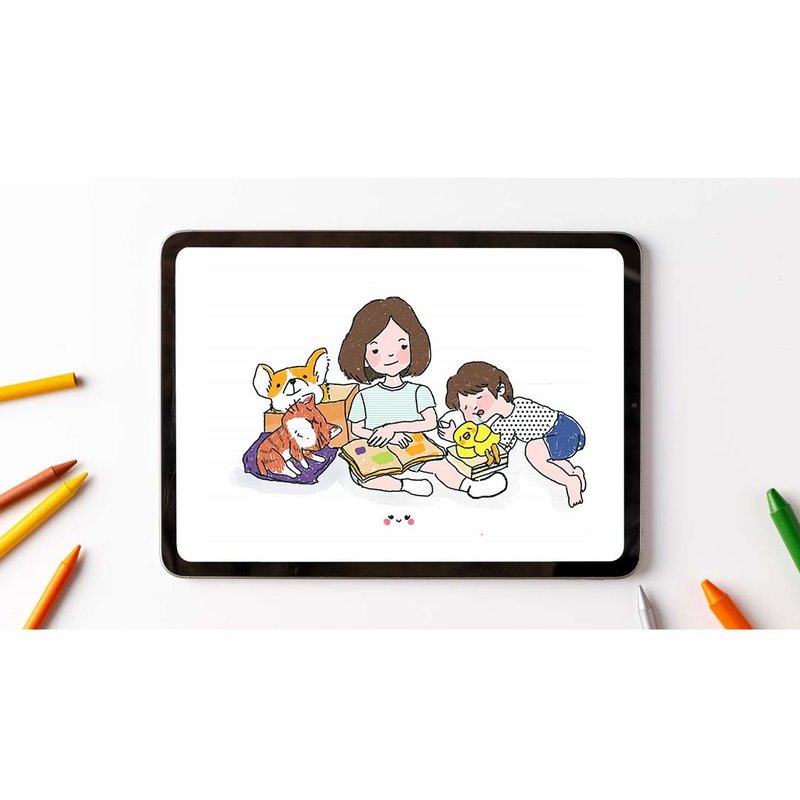 Painting family in ahiru studio style, size A4 digital file format. - 电子手绘真人画像/绘画/插画 - 其他材质 