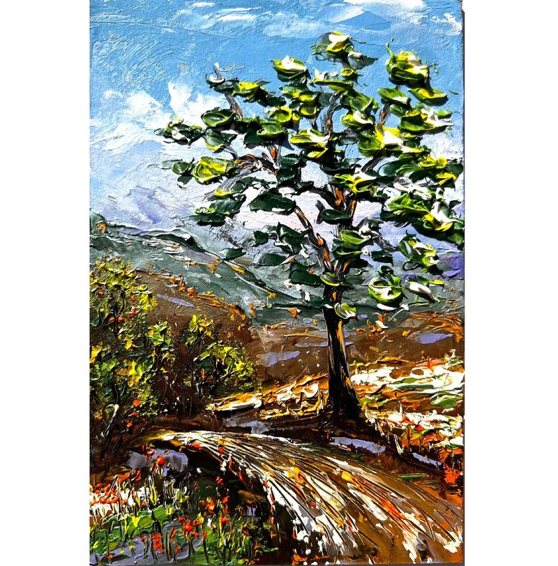 Tree Painting Landscape Original Artwork 15x10cm /6x4 inch by Oksana Stepanova - 海报/装饰画/版画 - 其他材质 多色