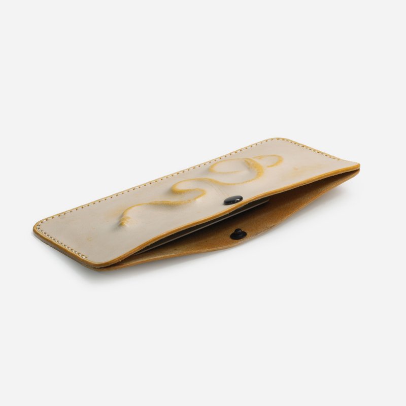 手作卡包零钱包便携浮雕创意蛇形牛皮柠檬黄造型蛇纹 - 皮夹/钱包 - 真皮 黄色