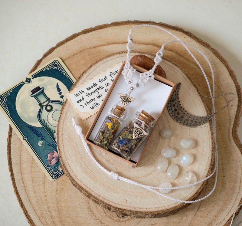 清醒梦药水、生动梦境护身符、咒语瓶项链 - 项链 - 宝石 白色