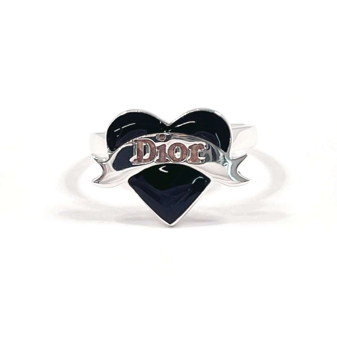【日本直送 二手美品】9.5号 迪奥 Dior 戒指 爱心 蝴蝶结 银925 黑色 古董饰品 - 戒指 - 纯银 银色