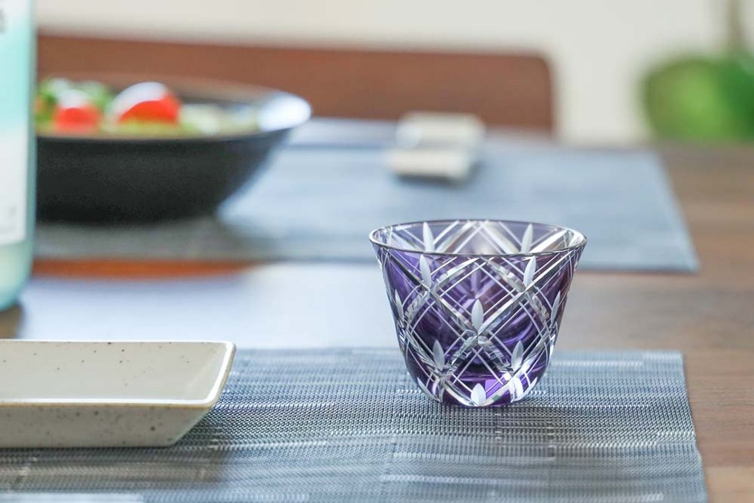 江戸切子 SAIHO 硝子工房彩凤 M-57 清酒杯 重矢来 传统工艺品 - 其他杯子 - 木头 透明