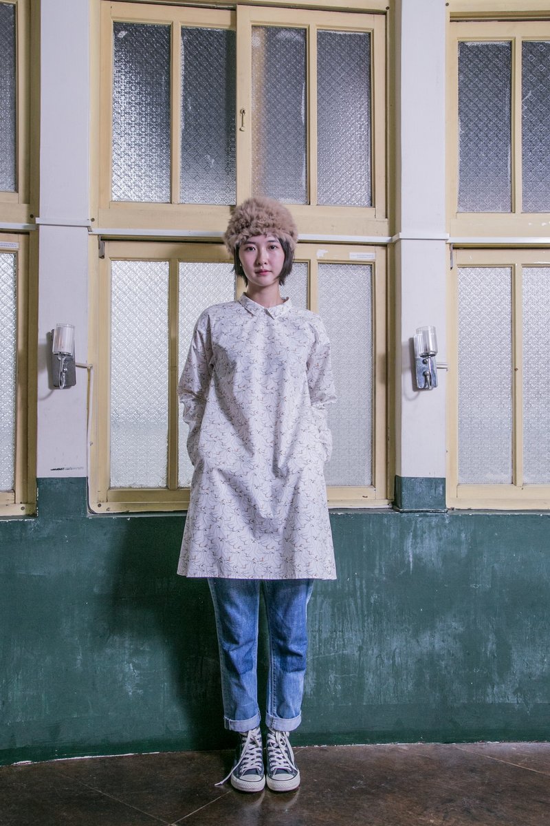 一比一比白鸭鸭长衬衫（剩最后一件） - 洋装/连衣裙 - 棉．麻 白色