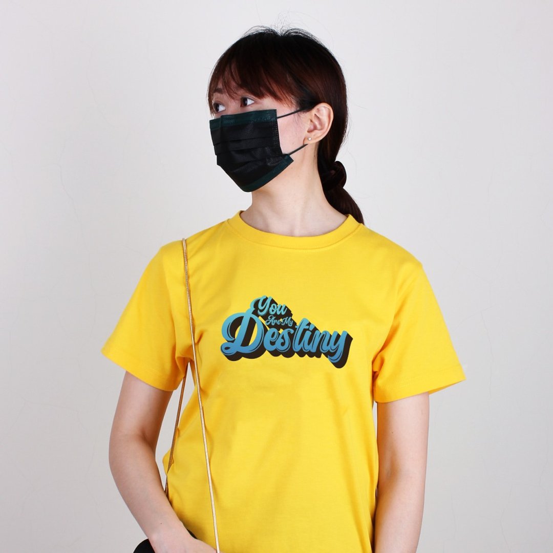 【情侣系列】你是我命中注定美式 短T/男上衣/女上衣/情侣T/中性T - 男装上衣/T 恤 - 棉 黄色