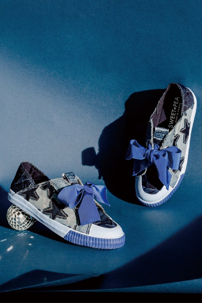 一穿就走 缇花丹宁大人懒人鞋-星星KIKI|提袋组合| - 女款休闲鞋 - 棉．麻 蓝色