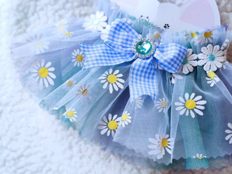 彩色紫蓝彩虹色 小菊花 轻薄纱 造型颈饰 颈项 collar - 衣/帽 - 棉．麻 黄色