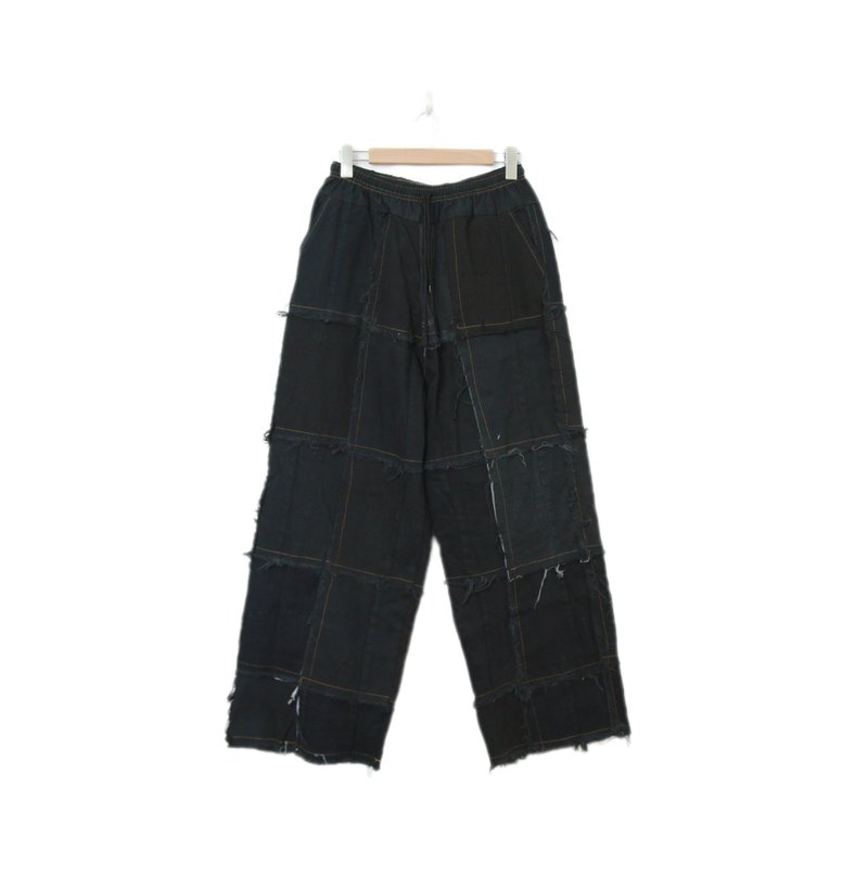 Back to Green-再制拼接裤 暗色系抽须//p-05 vintage pants - 男士长裤 - 棉．麻 