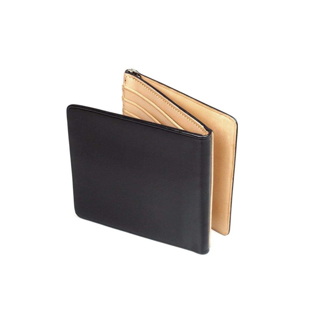 Tri-money clip /Granite BLACK - 皮夹/钱包 - 真皮 黑色