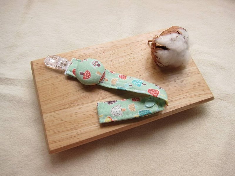 爱丽丝的彩色香菇朵朵-奶嘴链 玩具链(粉绿色) - 满月礼盒 - 其他材质 绿色