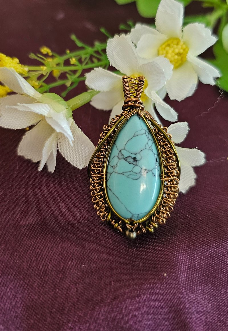 【叶绿舒手作】英式古典 /金属线编织/节日/礼物/饰品/项链/手作 - 项链 - 铜/黄铜 蓝色