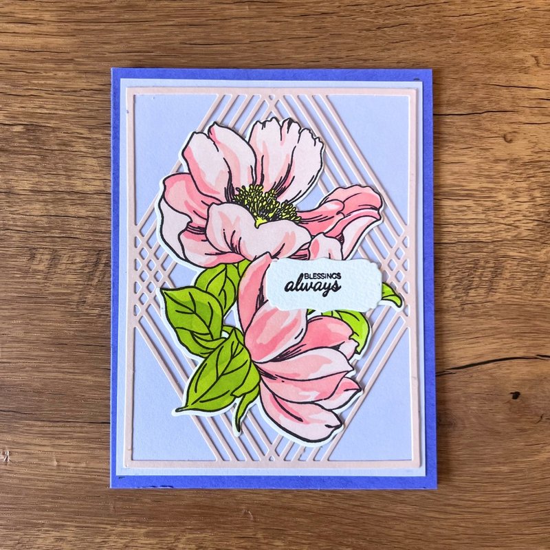 BLESSINGS always 粉红花 菱形 背景 多用途卡 - 卡片/明信片 - 纸 紫色