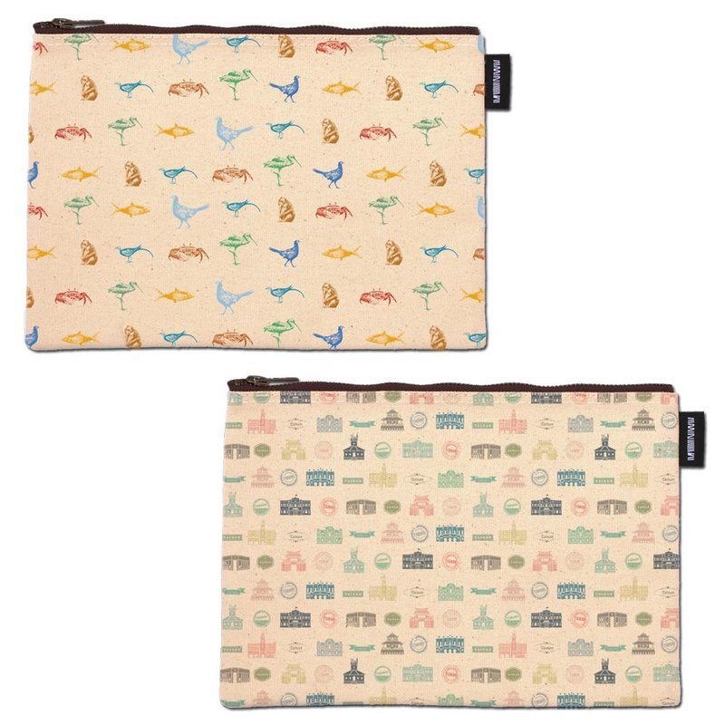 | 台南排列系列 | 合成帆布拉链包/共2款 - 化妆包/杂物包 - 棉．麻 多色