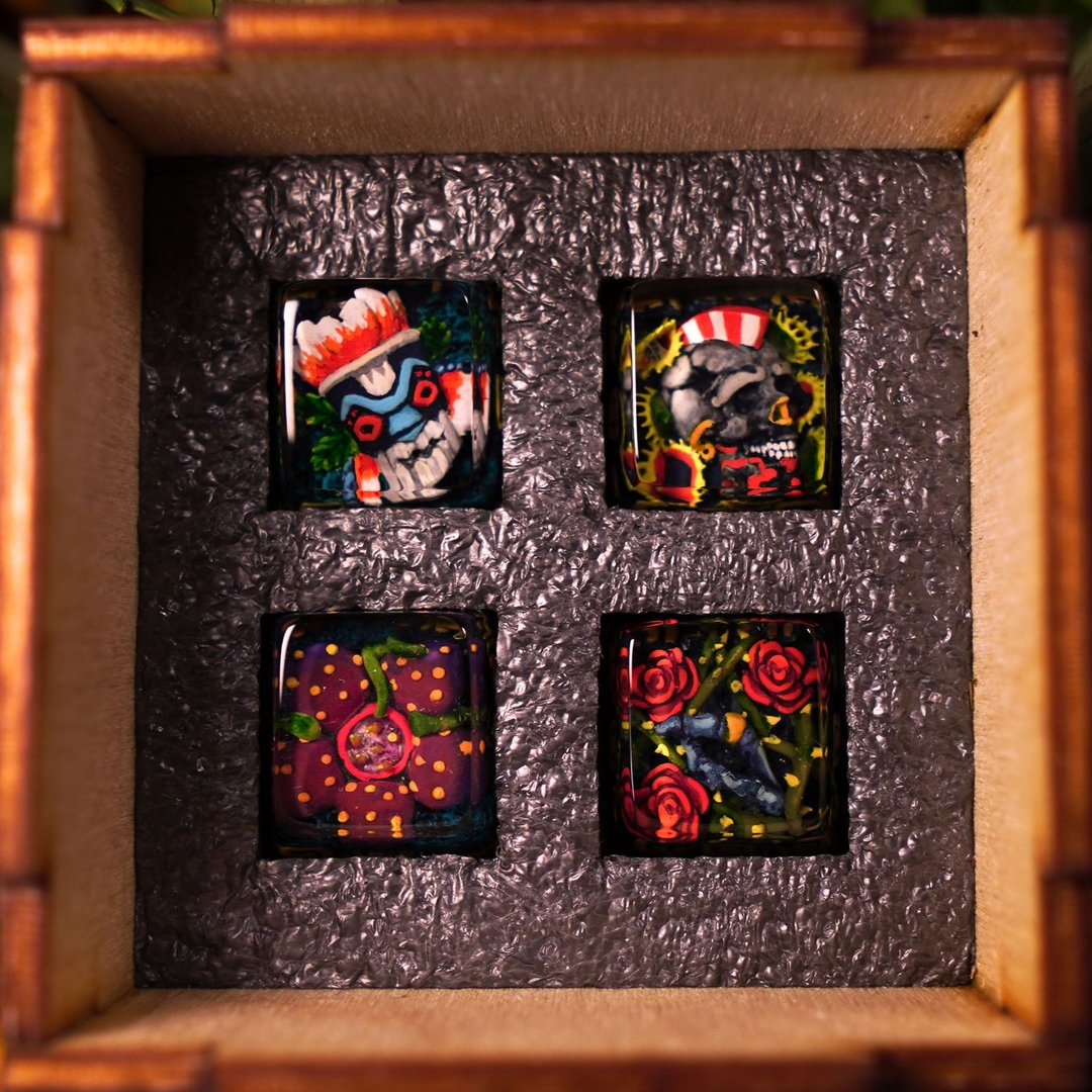 4 pcs Aztec Temple keycaps set, Premium keycaps set, Gift for boyfriend, Artisan - 电脑配件 - 树脂 紫色