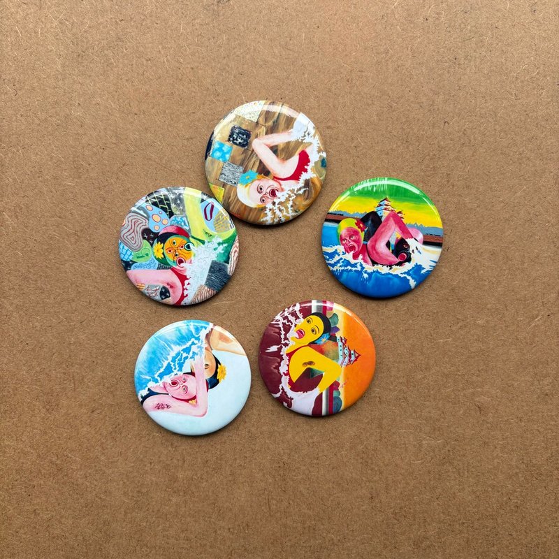 7AB 复古艺术SWIM插画徽章KAWS潮流配饰胸针别针 - 徽章/别针 - 其他金属 