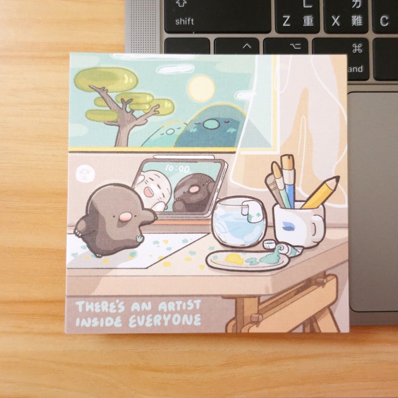 【插画小卡】每个人都是艺术家 地鼠鼠路易 - 卡片/明信片 - 纸 卡其色