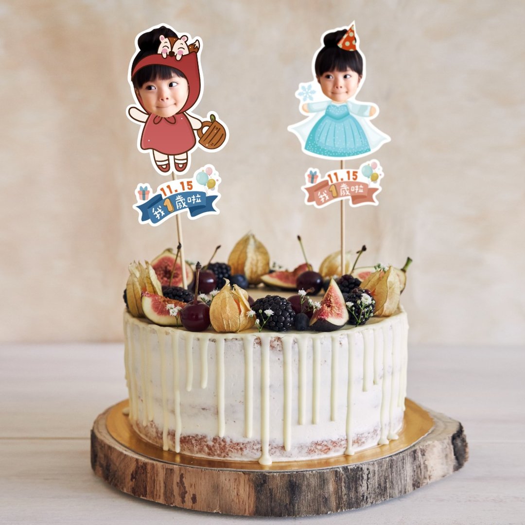 Q版公主风生日蛋糕插牌 点心插牌 Q版人物 生日立牌 艾莎公主 - 卡片/明信片 - 纸 白色
