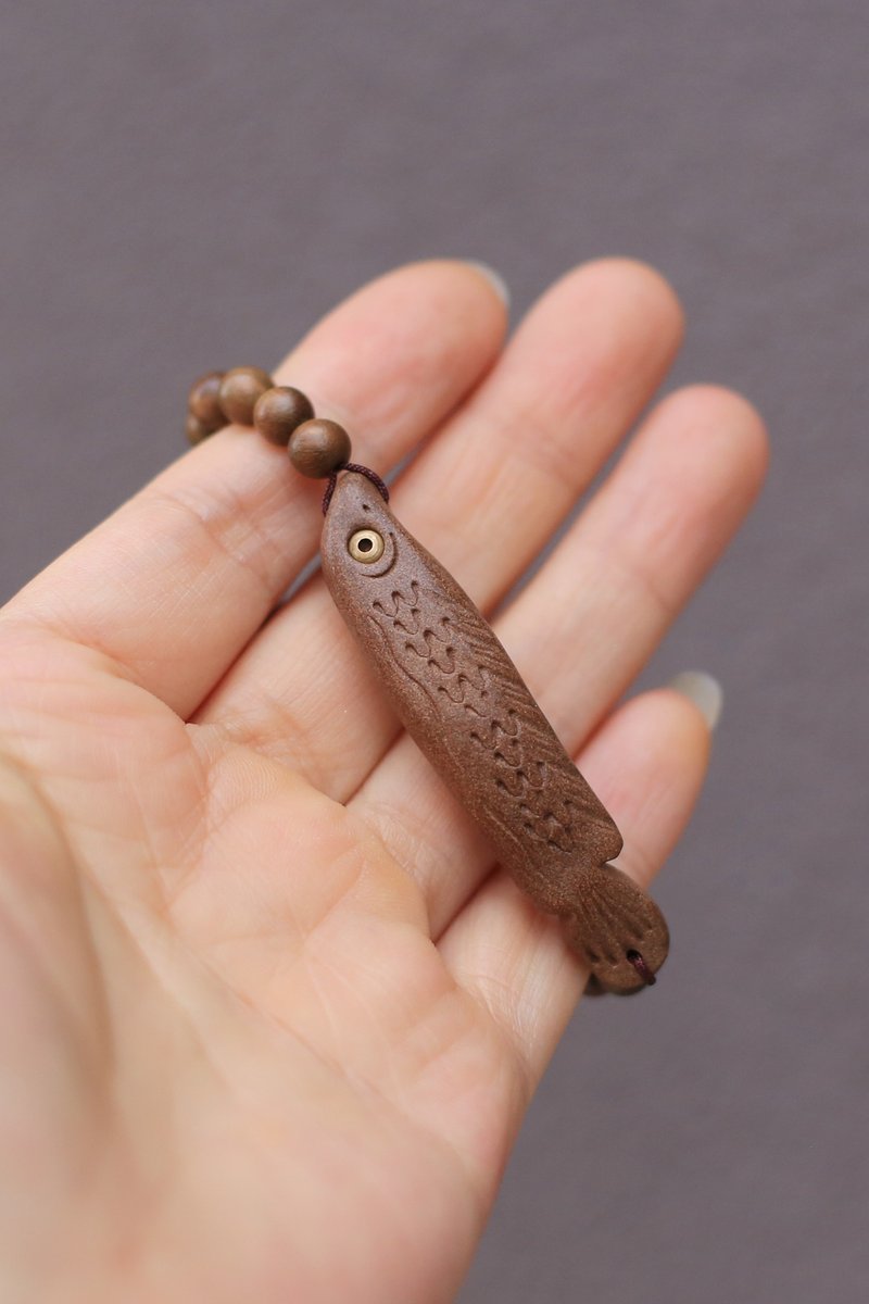 壹染指原创香品 手捏系列 | 年年有鱼+6mm绿檀 | 一物一图 - 手链/手环 - 植物．花 