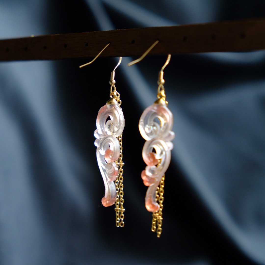 【奥义のベール】Veil of Mystery- Silver Earrings by ETPLANT - 耳环/耳夹 - 纯银 粉红色