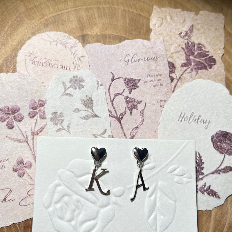 DearBell 925纯银耳针 字母耳环 - 耳环/耳夹 - 纯银 银色