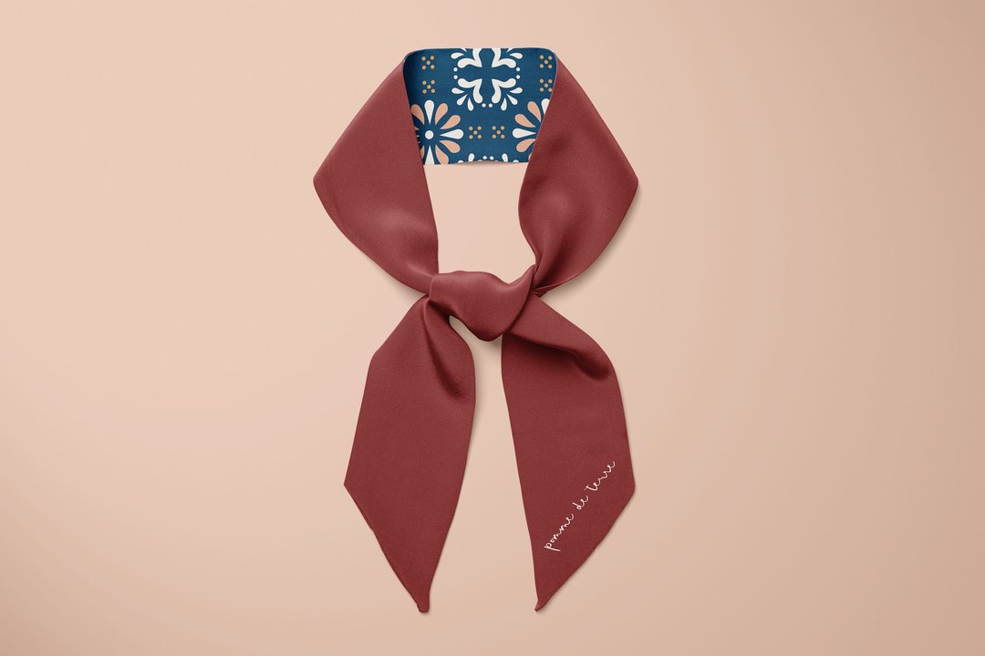 Night Wine 真丝丝巾 twilly 100% silk | 150x5cm - 丝巾 - 丝．绢 红色